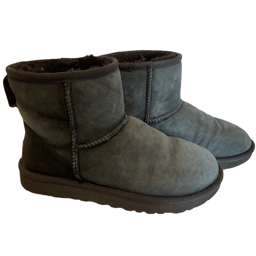UGG Classic Mini II Dark Grey Suede Sheepskin Ankle Boots 1016222 Womens 7